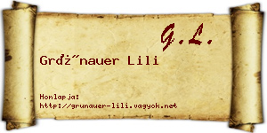 Grünauer Lili névjegykártya